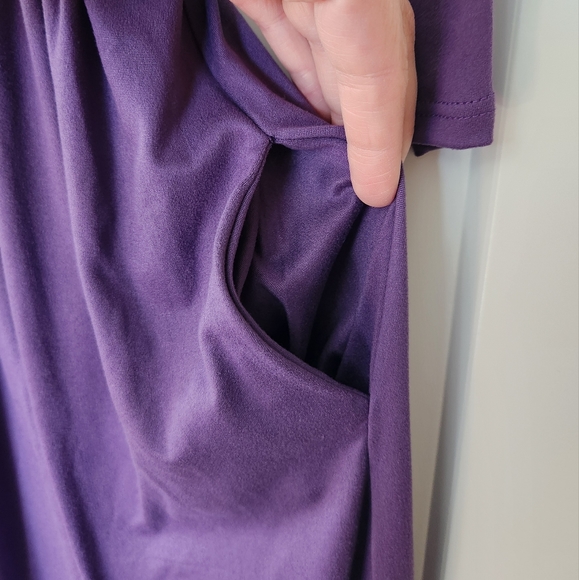 Purple V-neck 3/4 Sleeve Dress Ladies Size M - Picture 4 of 6